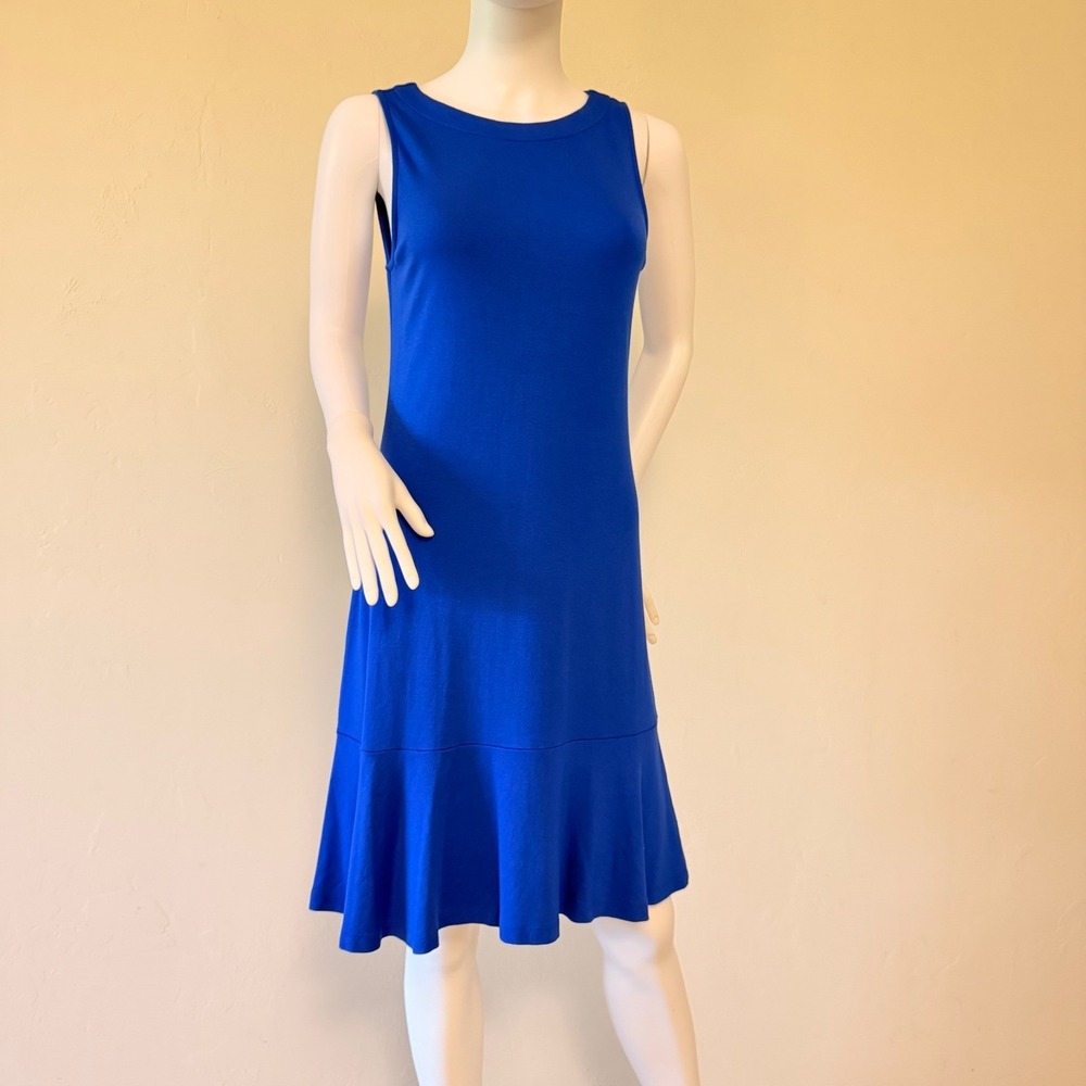 Tommy Bahama Womens Blue Sleeveless Ruffle‎ Hem Tencel Modal Dress Small S/P